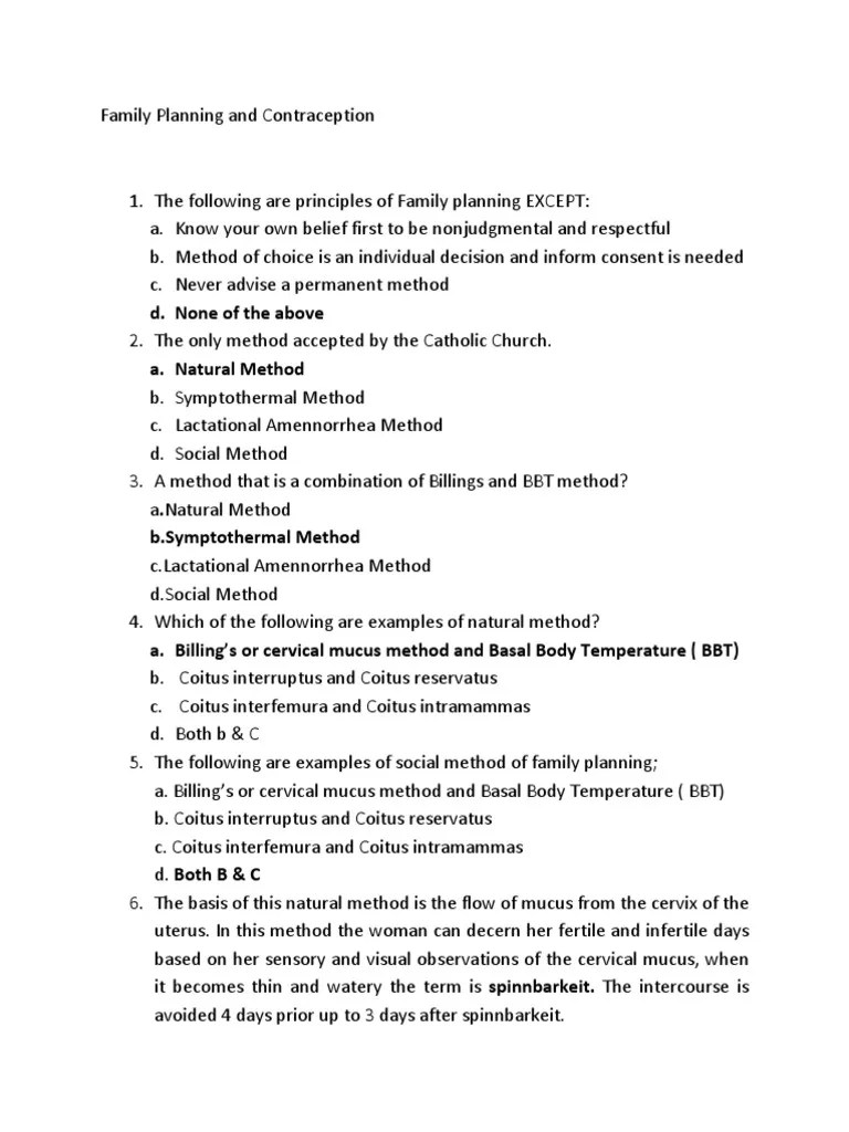 Family Planning And Contraception | PDF | Combined Oral Contraceptive ...