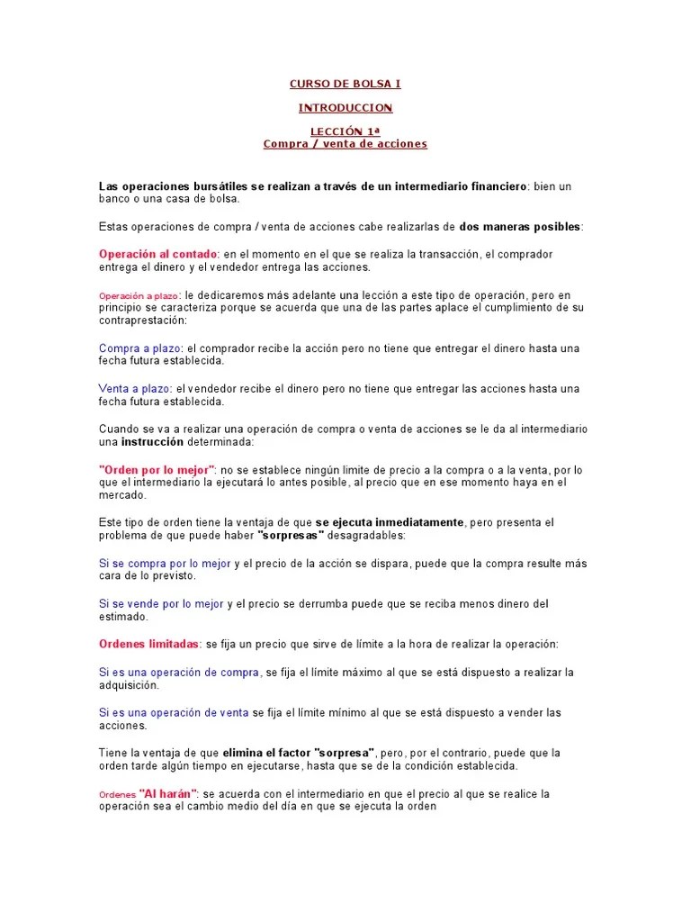 Curso De Bolsa I | PDF | Opción (Finanzas) | Compartir (Finanzas)