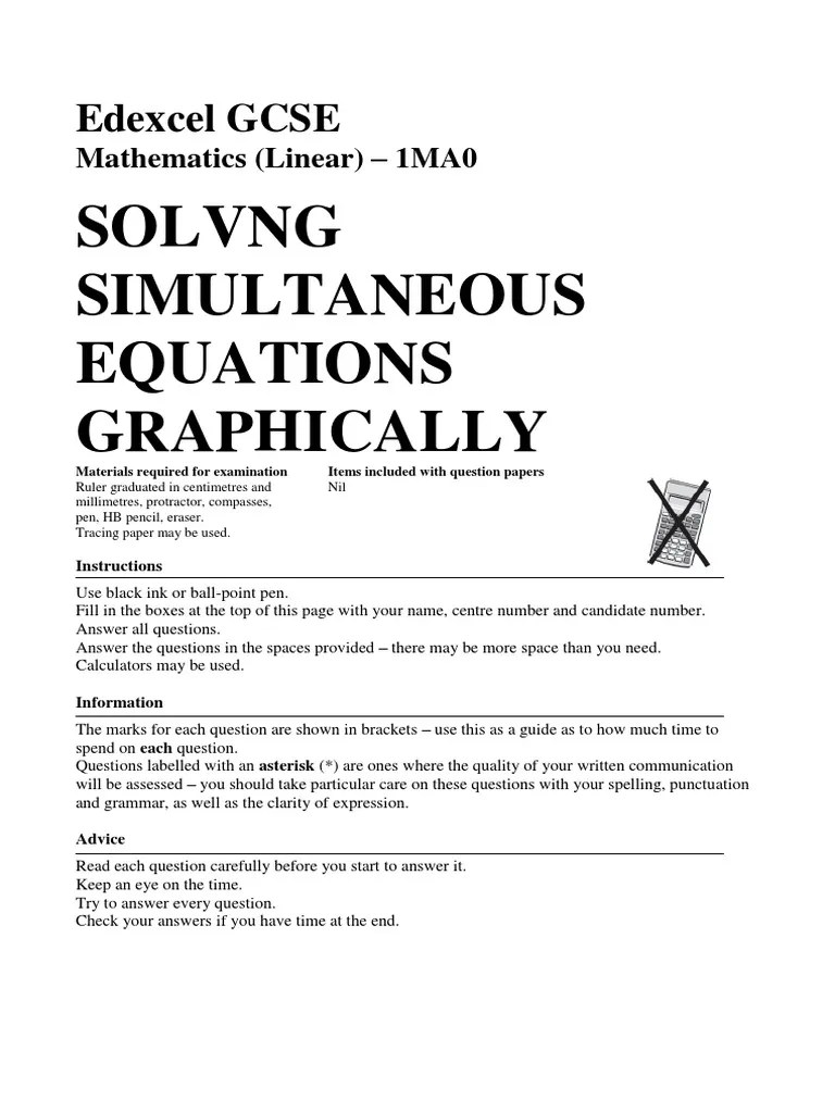 67 Solving Simultaneous Equations Graphically | PDF
