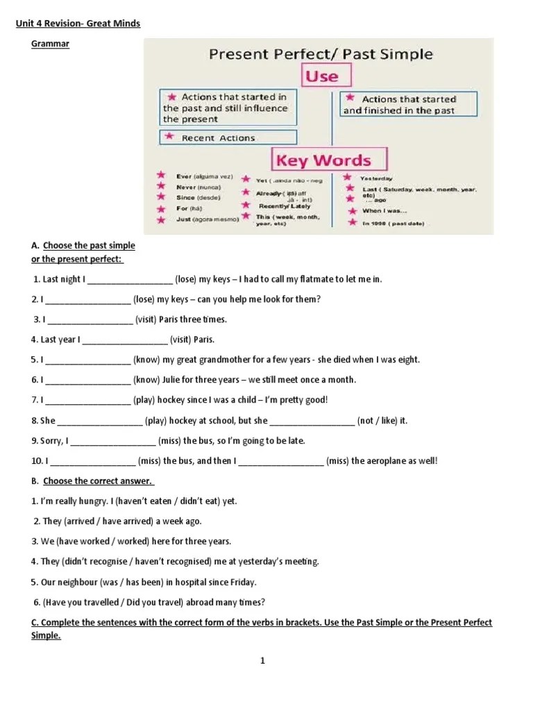 Unit 4 Revision-Great Minds: Grammar | PDF | English Language | Linguistics