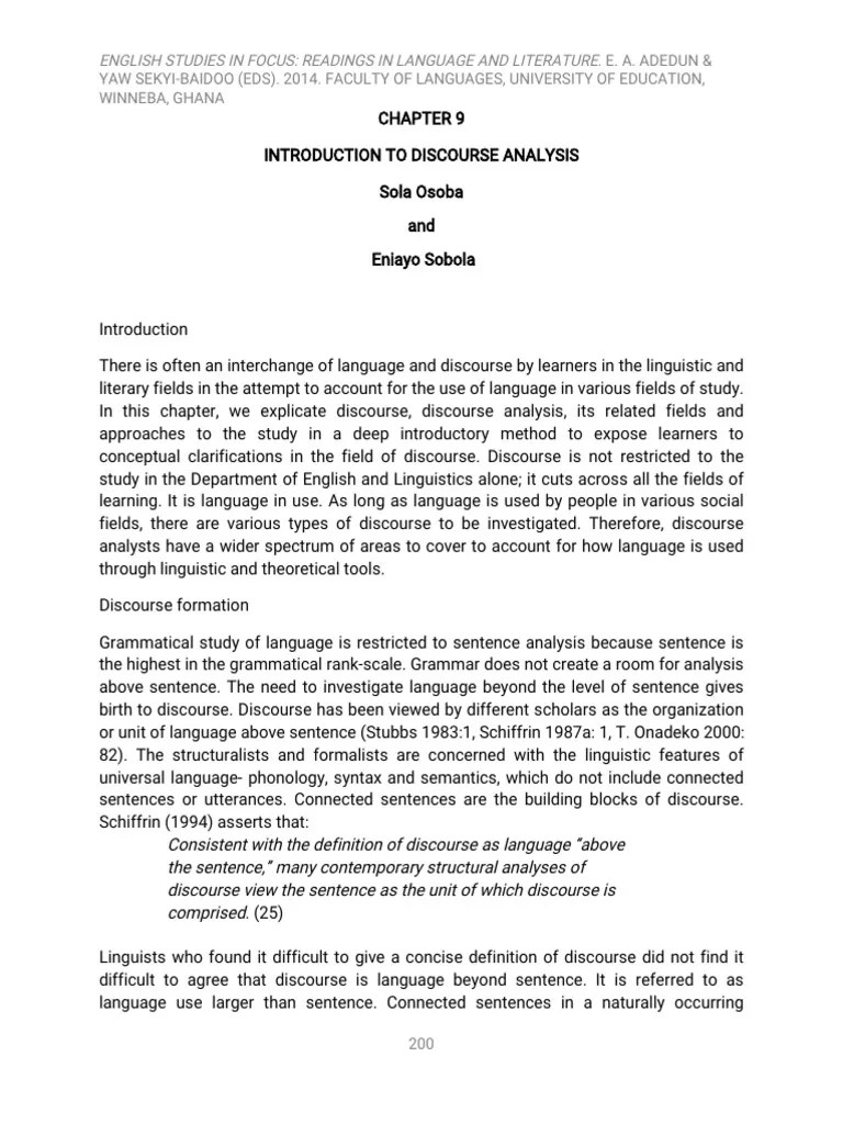 Introduction To Discourse Analysis | PDF