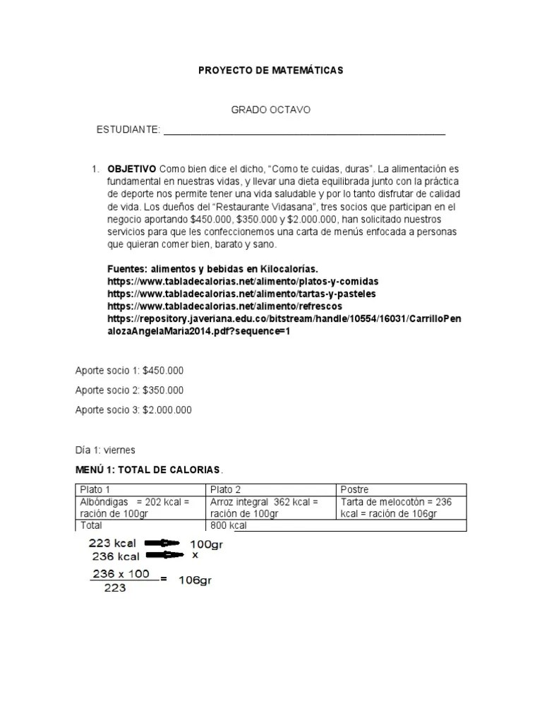 Proyecto De Matemáticas | PDF | Postres | Caldo