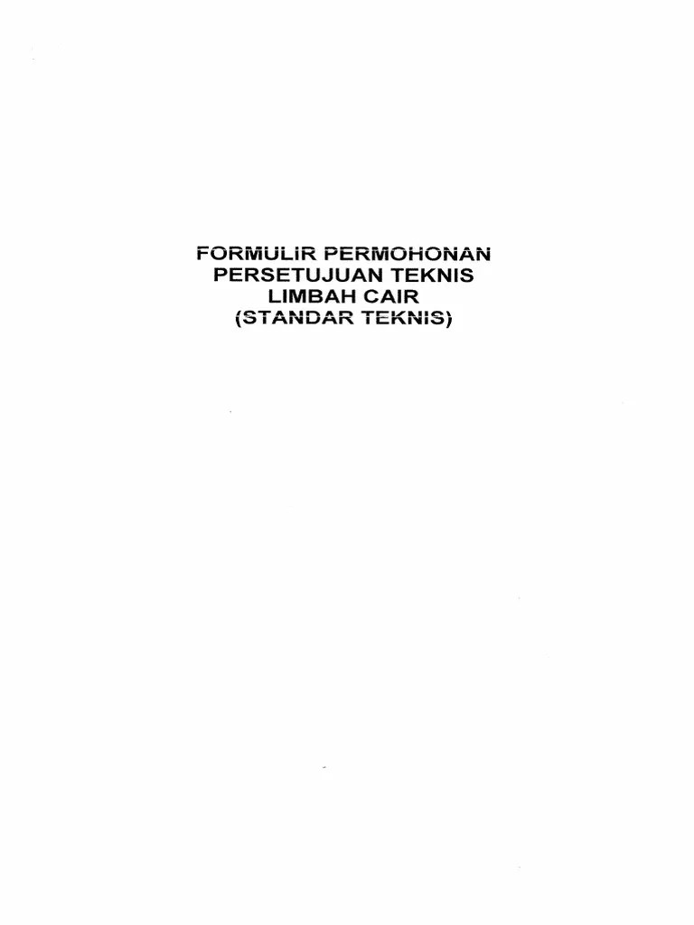Formulir Permohonan Persetujuan Teknis Limbah Cair (Standar Tek | PDF
