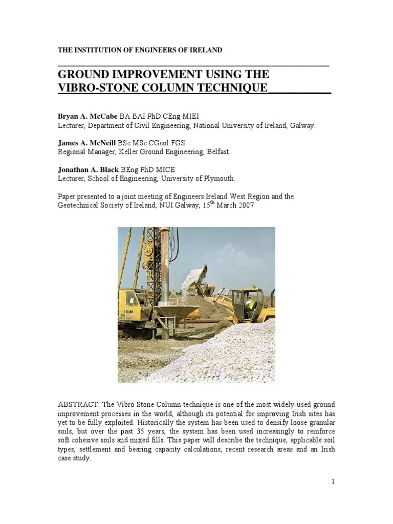 Ground Improvement Using The Vibro Stone Column Technique | PDF | Deep Foundation | Geotechnical ...