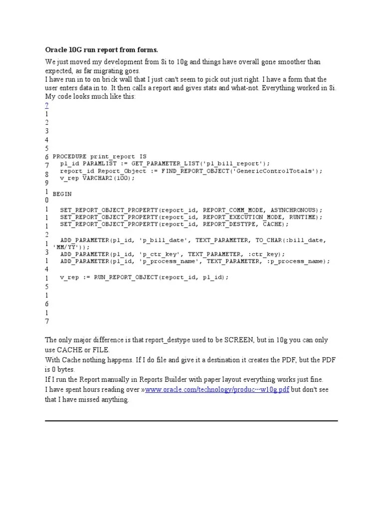 Oracle 10G Run Report From Forms | PDF | Pl/Sql | Page Layout