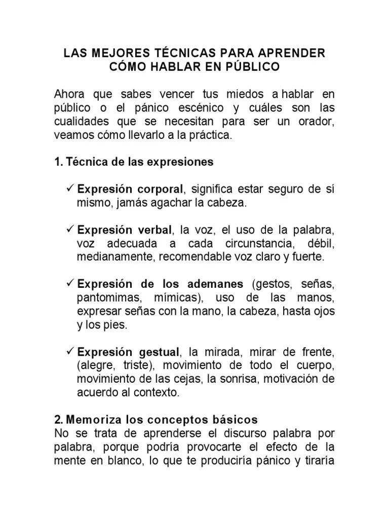 Tecnicas De Oratoria 2 | PDF | Hablar En Público | Comunicación