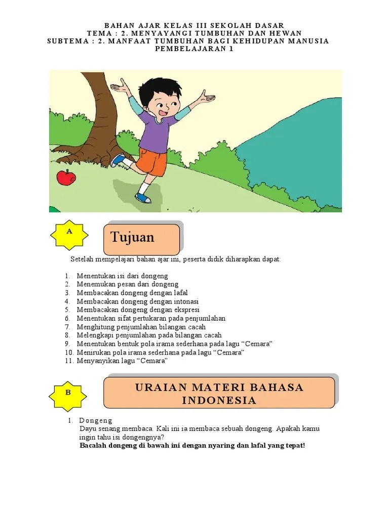 Bahan Ajar Kelas 3 Tema 2 Subtema 1 PB 1 | PDF