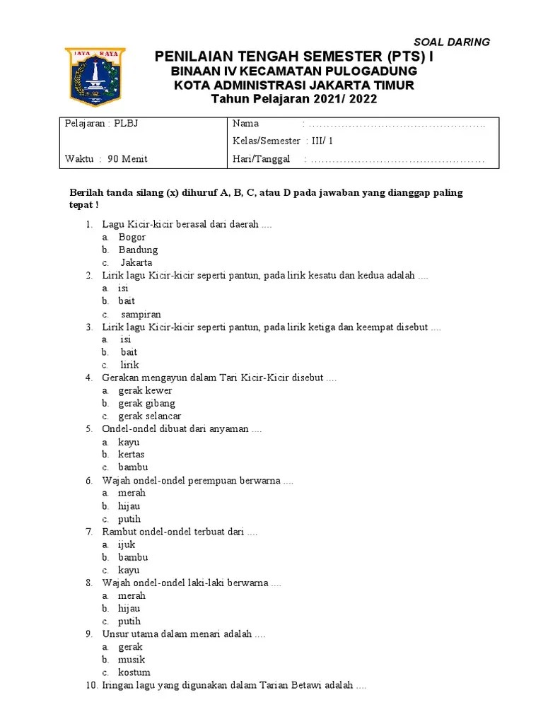 Soal uts/pts sd kelas 4 semester 1 dan 2 : Kfjzt3mmjrk3om