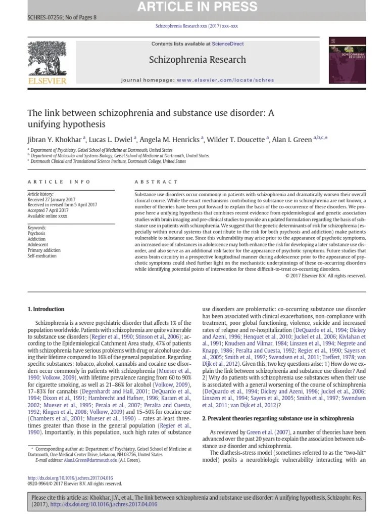 The Link Between Schizophrenia And Substance Use Disorder | PDF ...