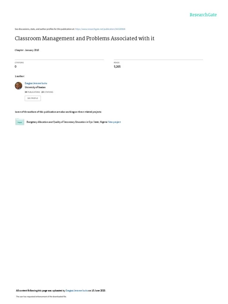 Classroom Management And Problems Associated With It: January 2018 ...