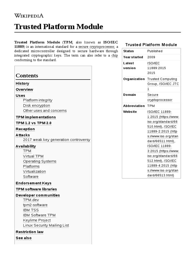 Trusted Platform Module | PDF | Computer Architecture | Information Age