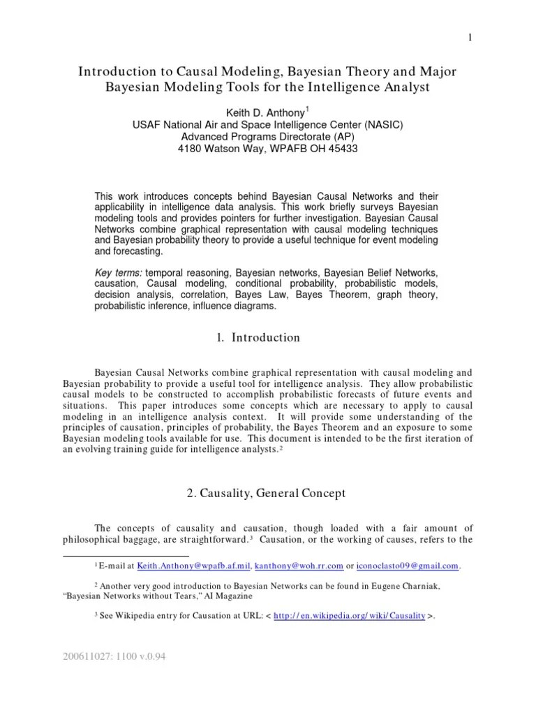 Introduction To Causal Modeling, Bayesian Theory And Major Bayesian ...