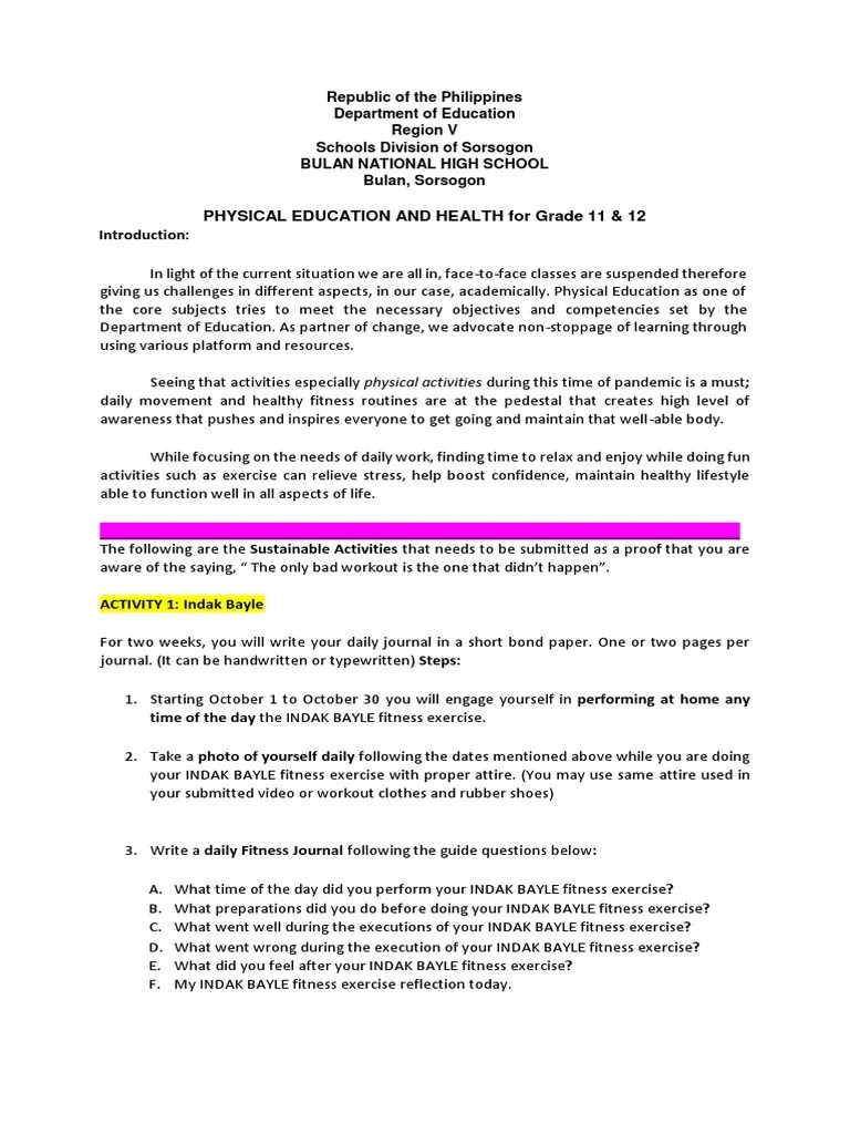 Physical Education And Health For Grade 11 & 12 | PDF | Physical Fitness | Physical Education