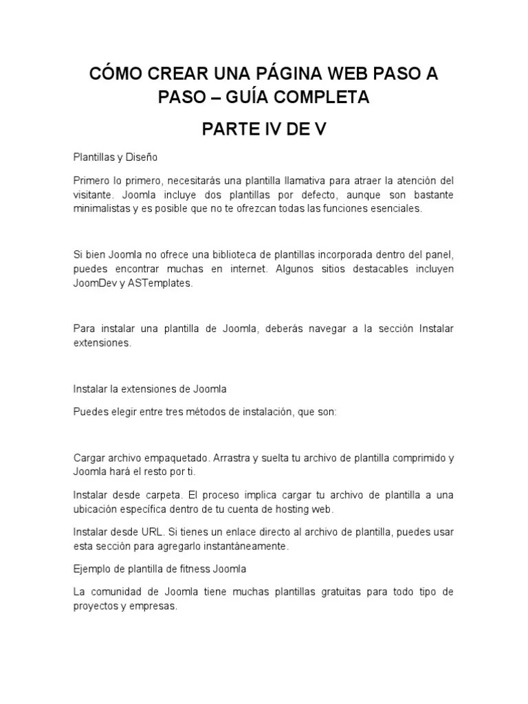 Cómo Crear Una Página Web Paso A Paso Iv De V | PDF | Drupal | Joomla