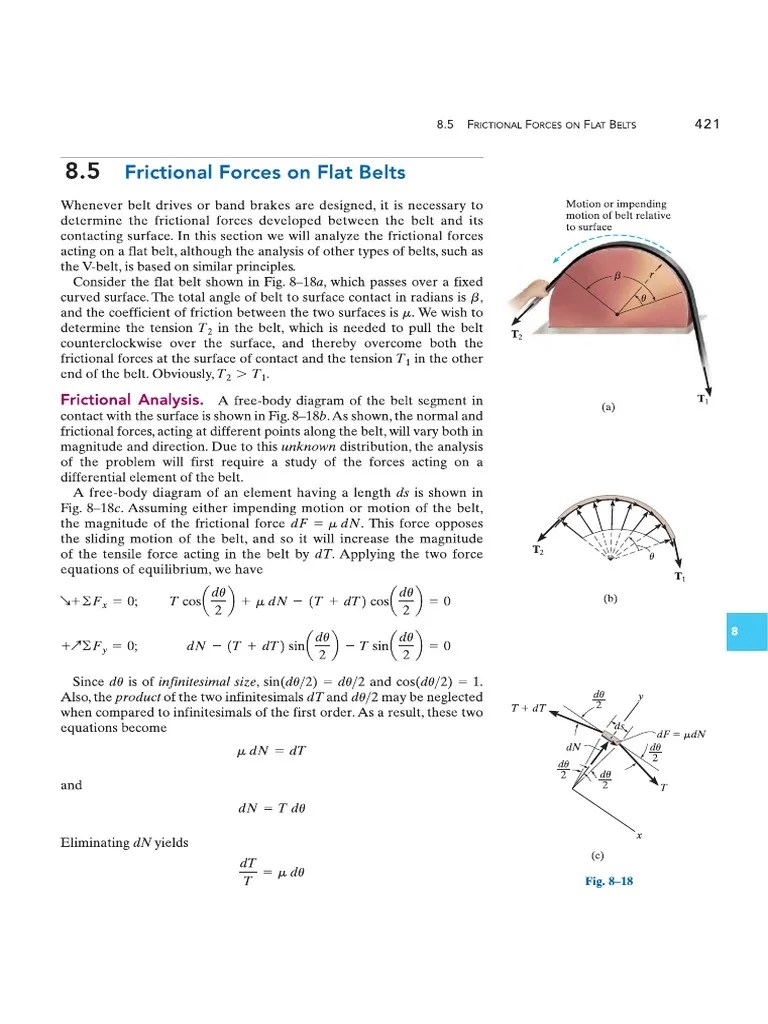 Frictional Forces On Flat Belts | PDF