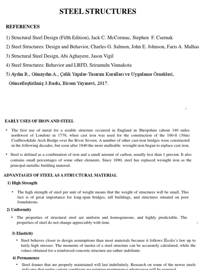Steel Structures - (Introduction) - 1 | PDF | Steel | Strength Of Materials