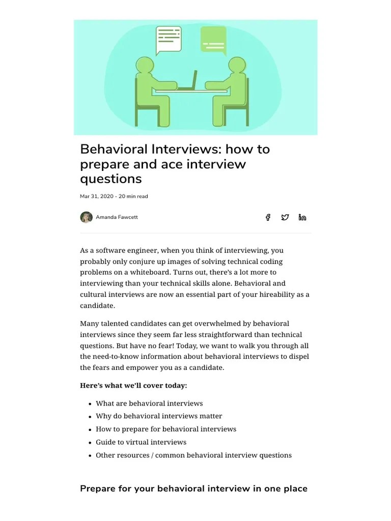 Behavioral Interviews: How To Prepare And Ace Interview Questions | PDF | Interview | Popular ...