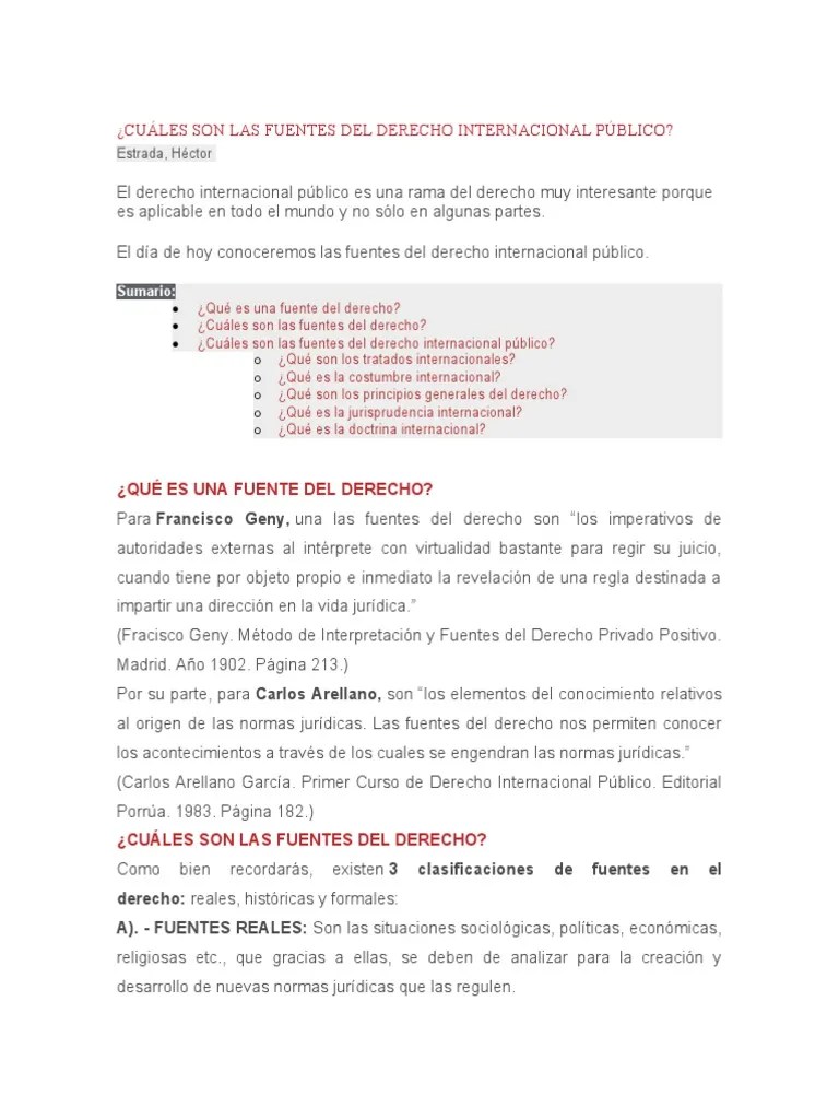 Fuentes Del Derecho Internacional Público | PDF | Fuentes Del Derecho ...