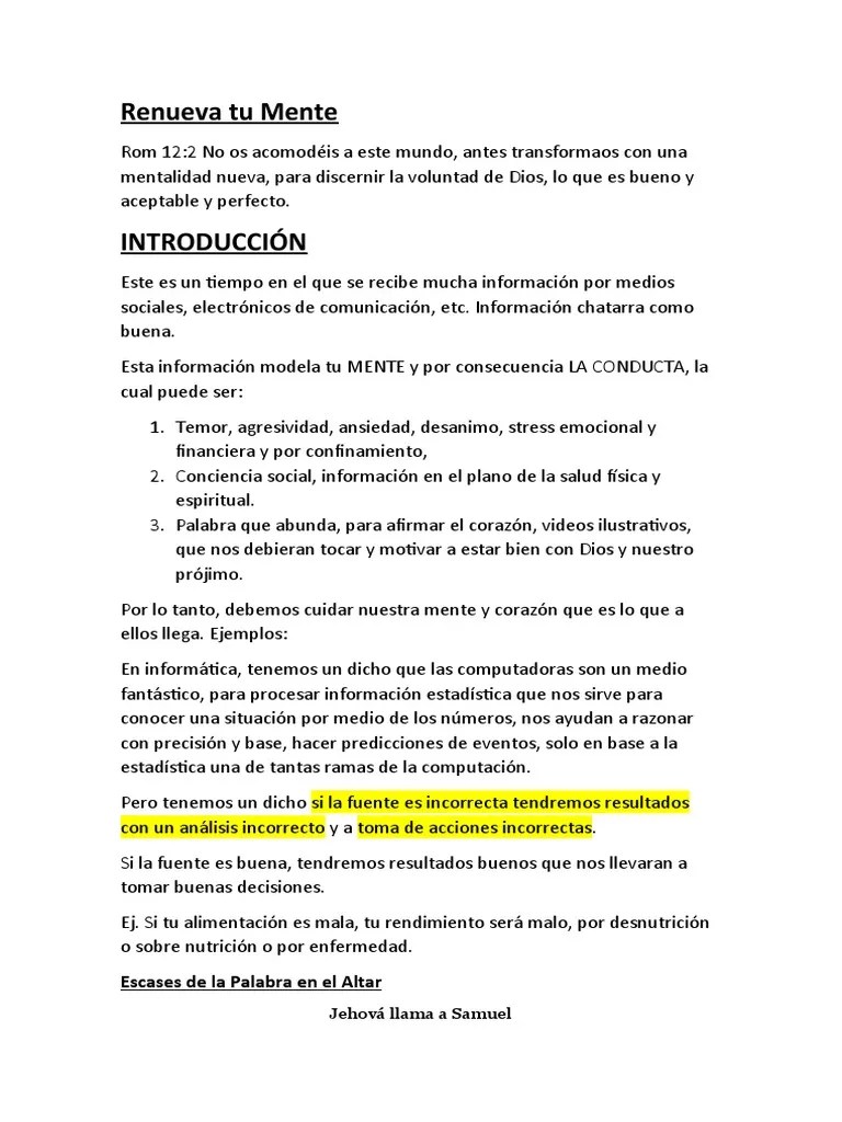 Renovando Nuestra Mente | PDF | Cristo (título) | Jesús