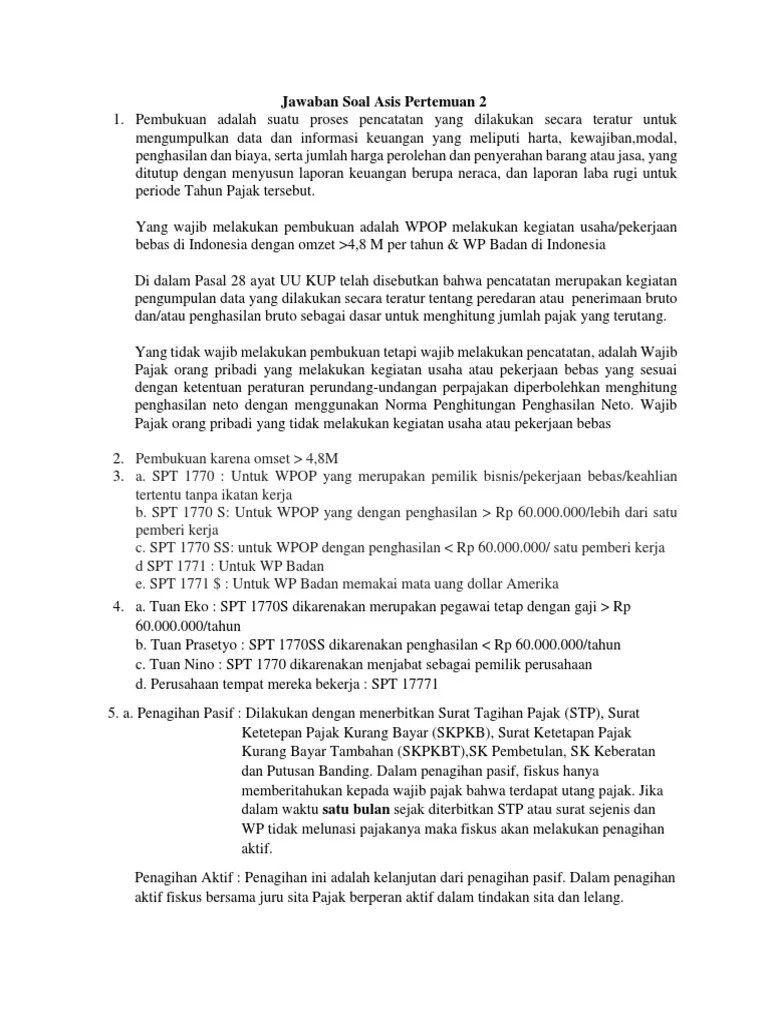 Jawaban Soal Asis Pertemuan 2 | PDF