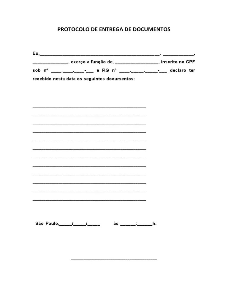 Protocolo De Entrega De Documentos | PDF