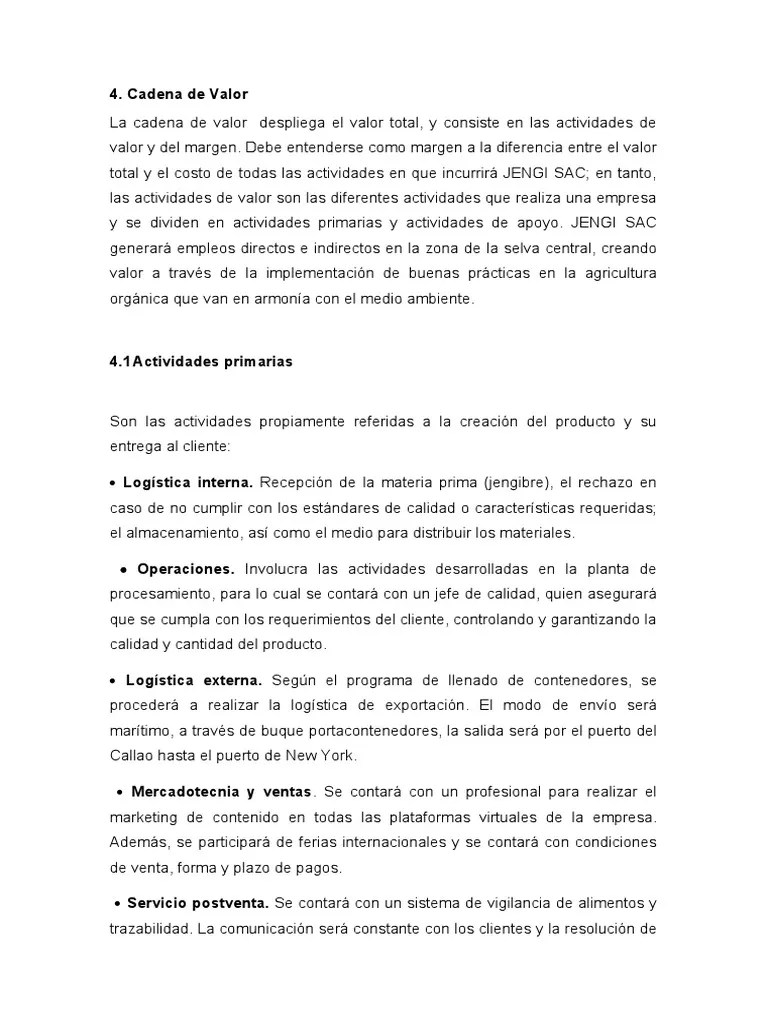 Cadena De Valor | PDF | Jengibre | Calidad (comercial)