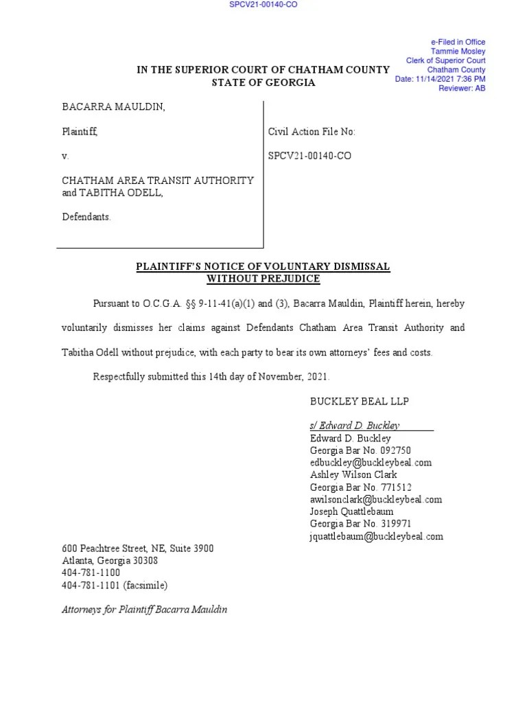 Notice Of Dismissal Without Prejudice As To All Defendants | PDF | Prejudice (Legal Term) | Lawsuit