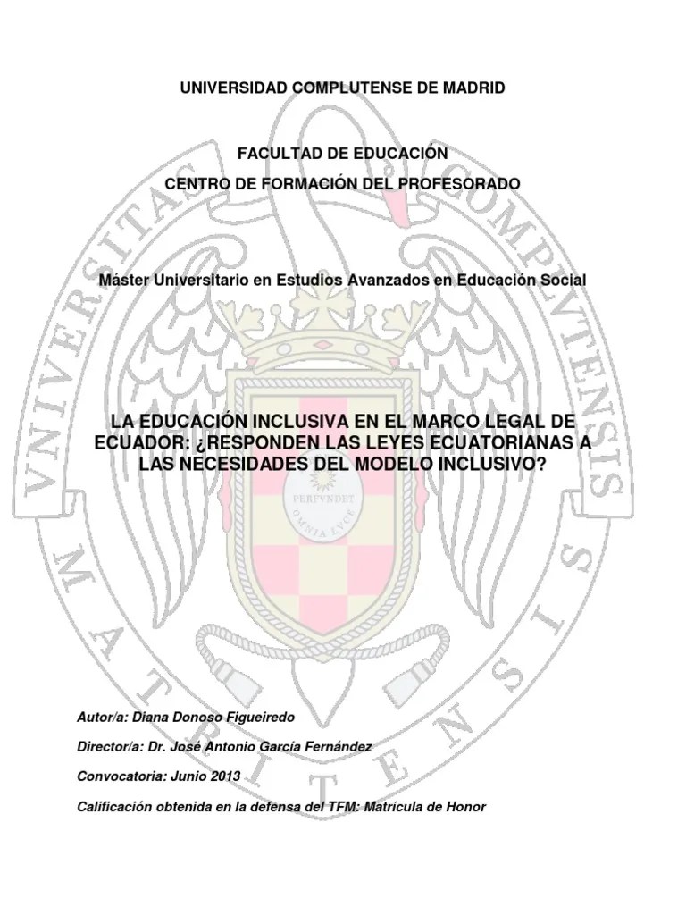 La Educación Inclusiva En El Marco Legal Del Ecuador | PDF | Invalidez | Inclusión (Educación)
