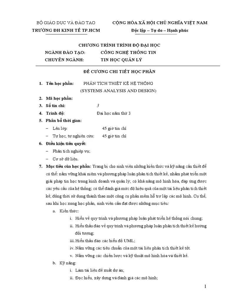 De Cuong Chi Tiet - Phan Tich, Thiet Ke HTTT | PDF
