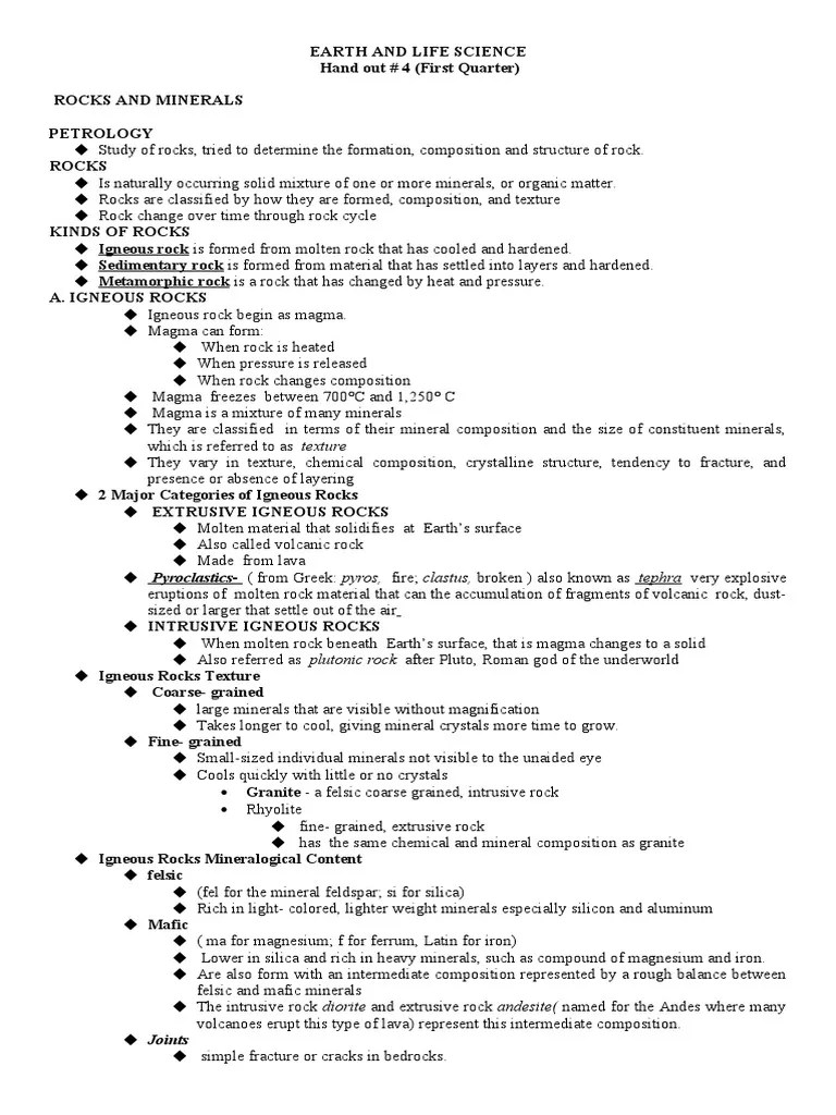 Rocks And Minerals | PDF | Rock (Geology) | Igneous Rock