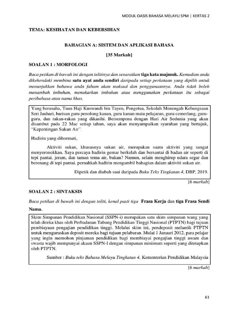 Kemudian, nilaikan dan tetapkan peringkat karangan berdasarkan kriteria penskoran. Modul Oasis Bm Spm Kertas 2 Edit Pdf
