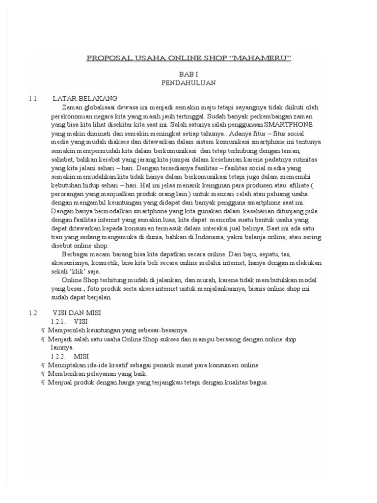 (PDF) Proposal Usaha Online Shop | PDF