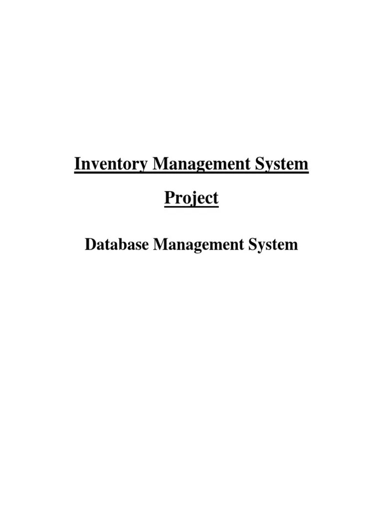 Inventory Management System | PDF | Inventory | Sales