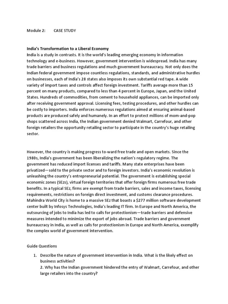Module 2 Case Study - India S Transformation To A Liberal Economy | PDF | Tariff | Taxes