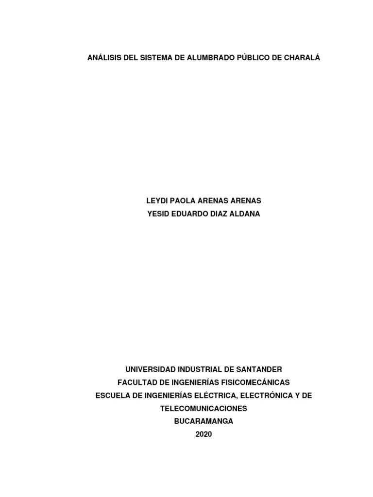 Análisis Del Sistema De Alumbrado Público De Charalá | PDF | Luz De La ...
