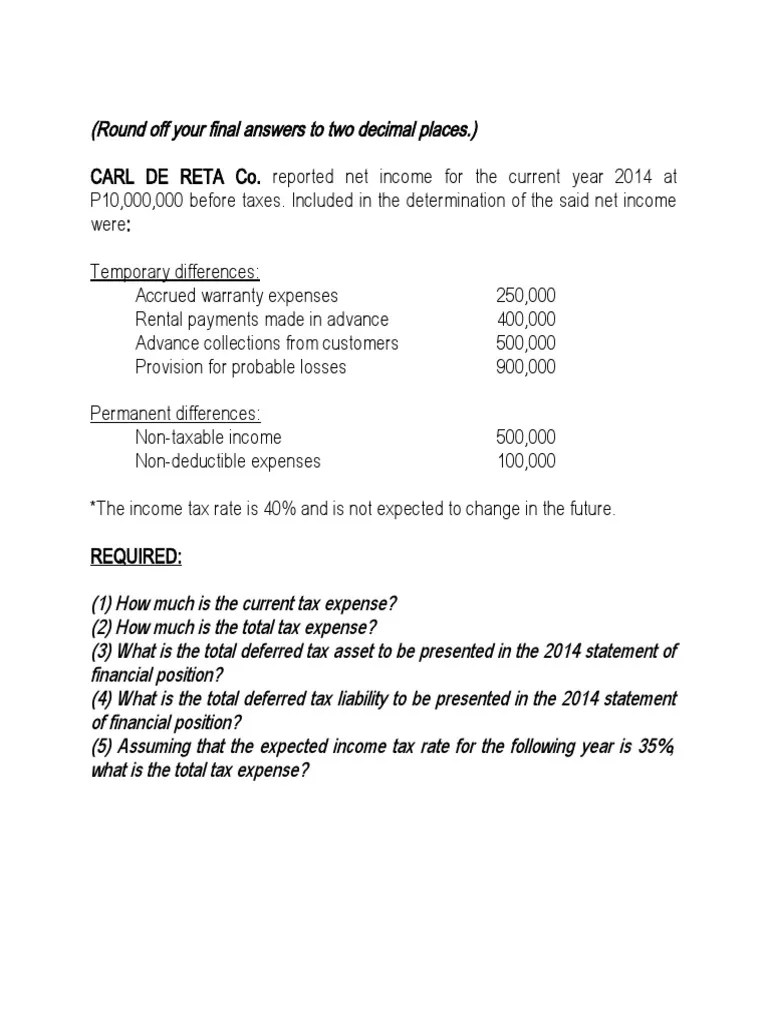 Accounting For Income Tax-1 | PDF | Deferred Tax | Expense