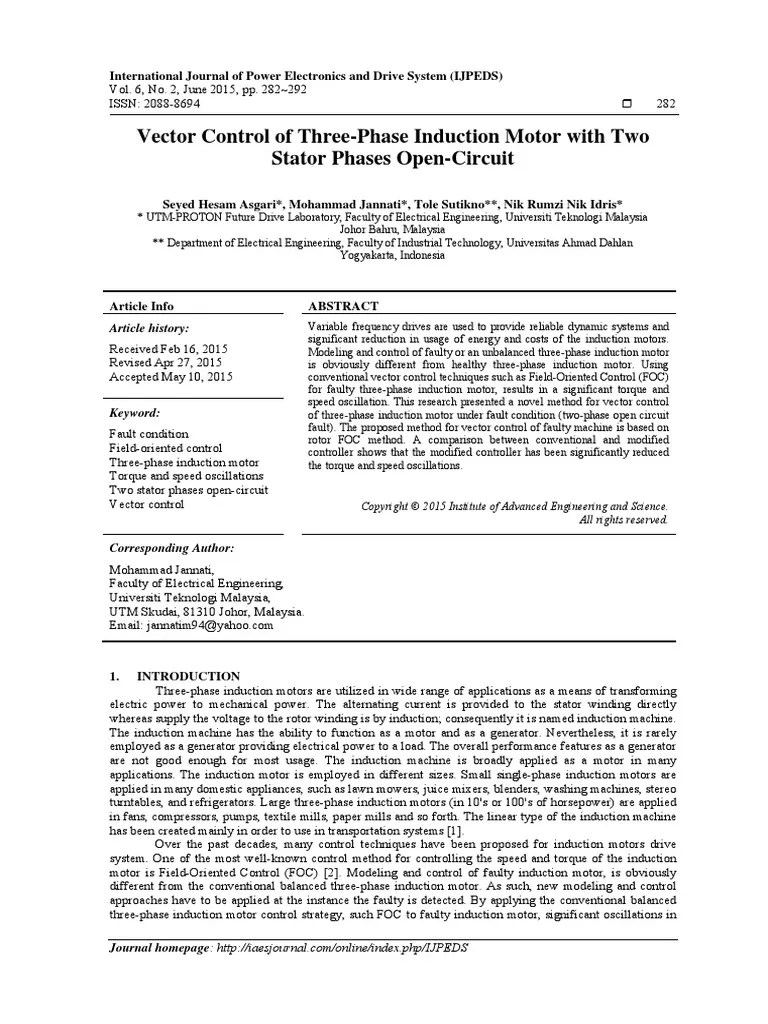 Vector Control Of Three-Phase Induction Motor With | PDF | Electric ...