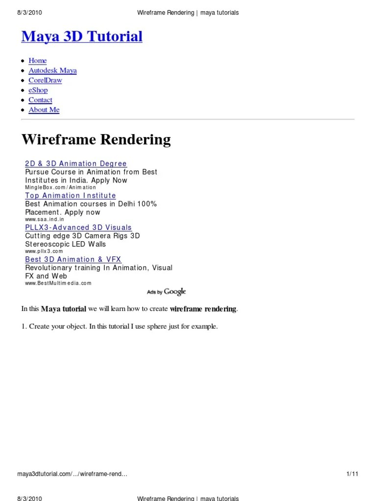 Wireframe Rendering - Maya Tutorials | PDF | 3 D Computer Graphics | Rendering (Computer Graphics)