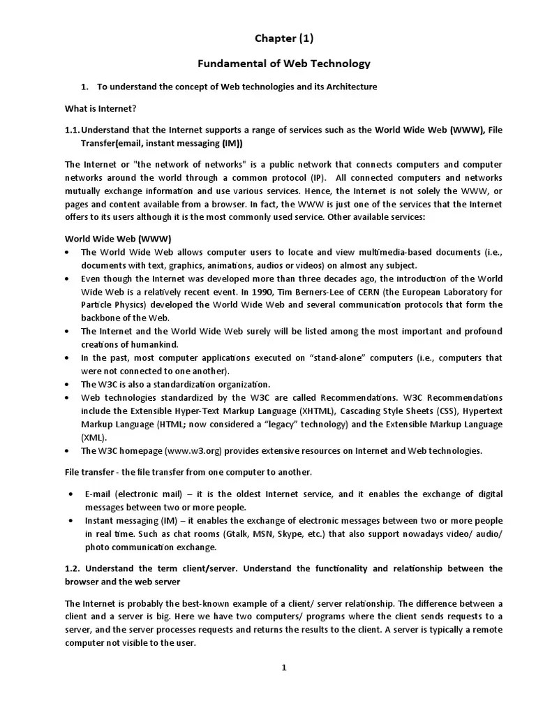 Chapter (1) Fundamental Of Web Technology | PDF | Dynamic Web Page ...
