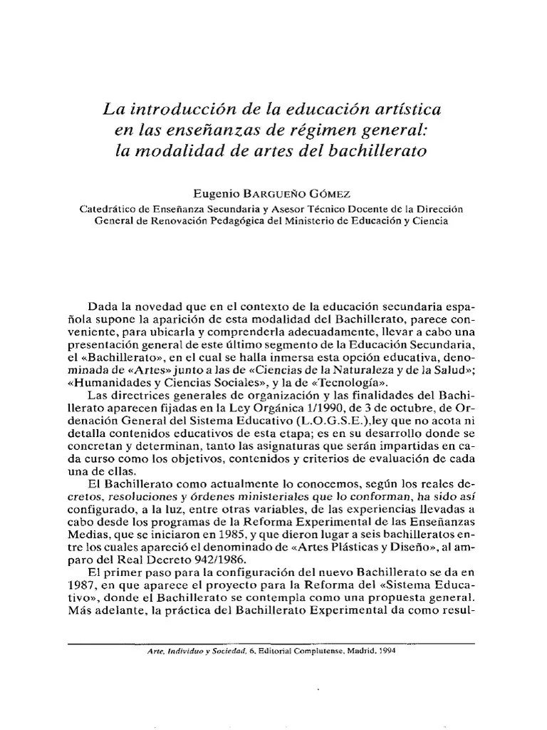 La Introduccion De La Educacion Artistica En Las E | PDF | Plan De ...