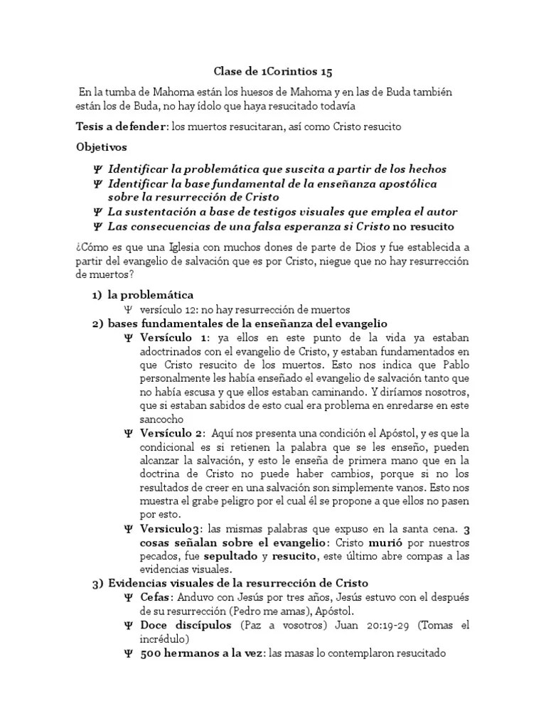 Clase De 1corintios 15 | PDF | La Resurrección De Jesús | Jesús