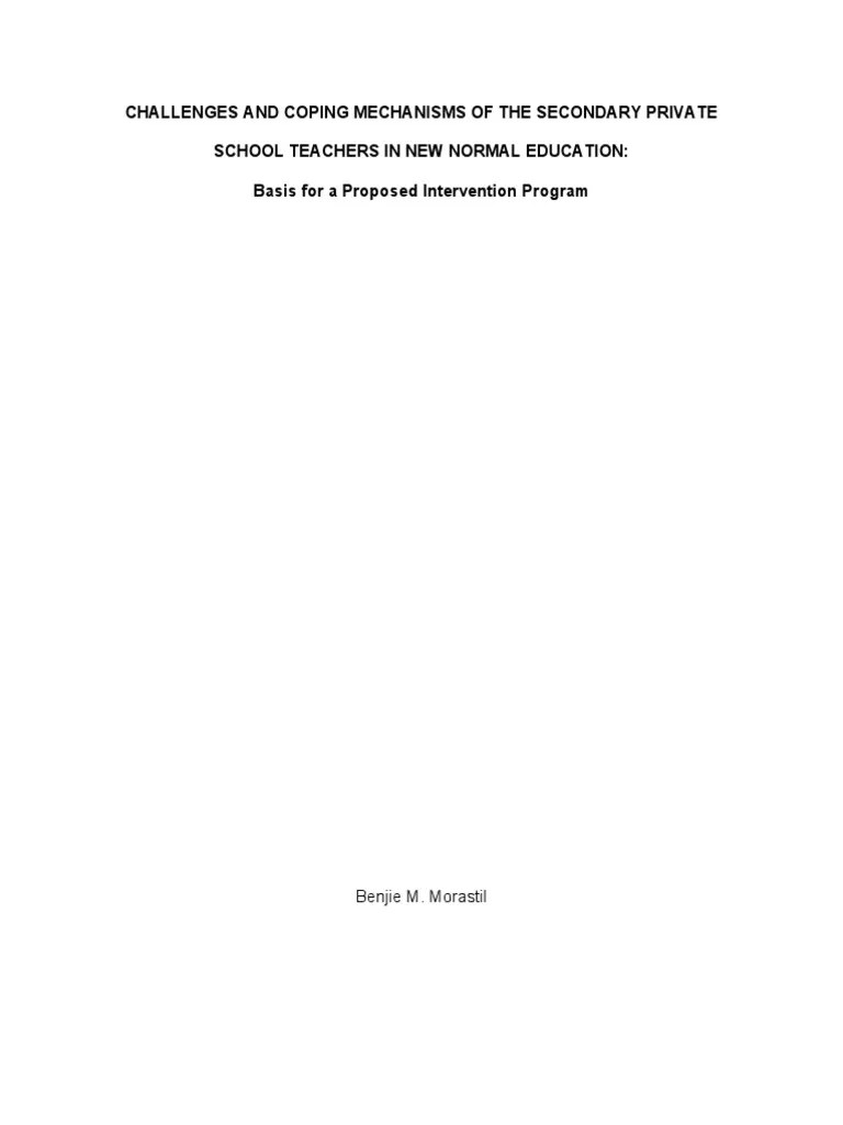 Challenges And Coping Mechanisms Of The Secondary Private School ...