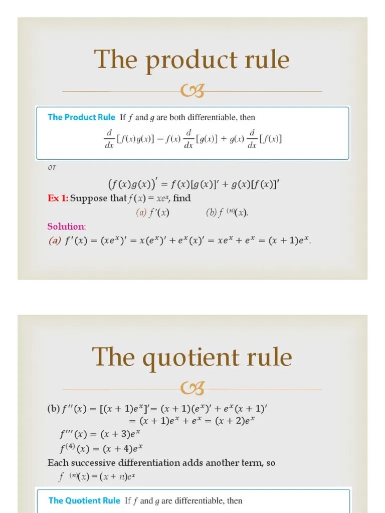 2.4 - 2.5. The Product Quotient Chain Rules | PDF