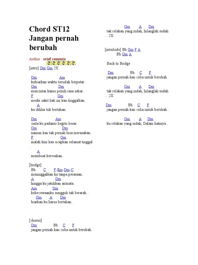 Chord ST12 Jangan Pernah Berubah | PDF
