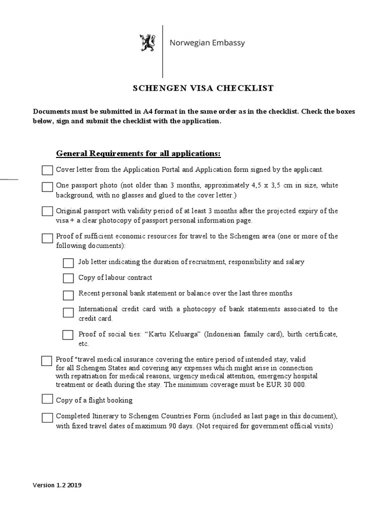 Checklist Schengen Visa | PDF | Travel Visa | Passport
