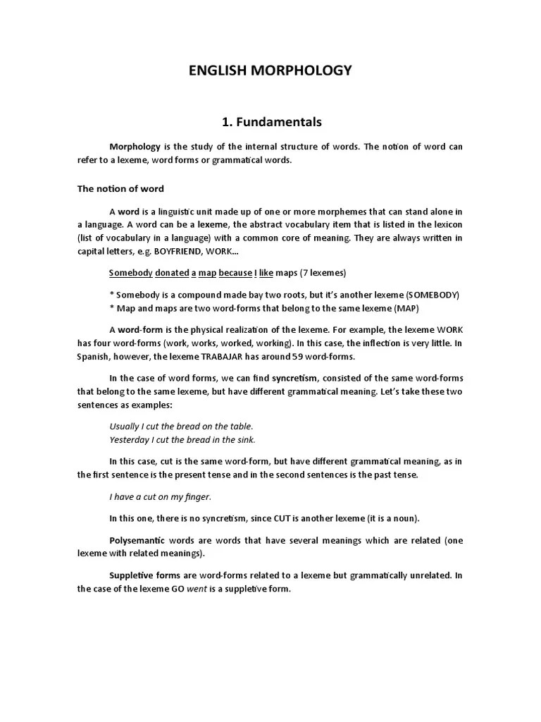 English Morphology I | PDF | Morphology (Linguistics) | Word