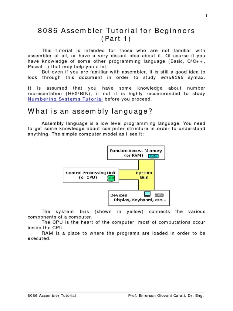 8086 Assembler Tutorial For Beginners: (Part 1) | PDF | Assembly ...