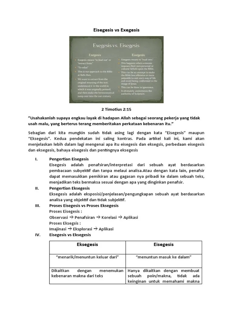 Eisegesis Vs Exegesis | PDF