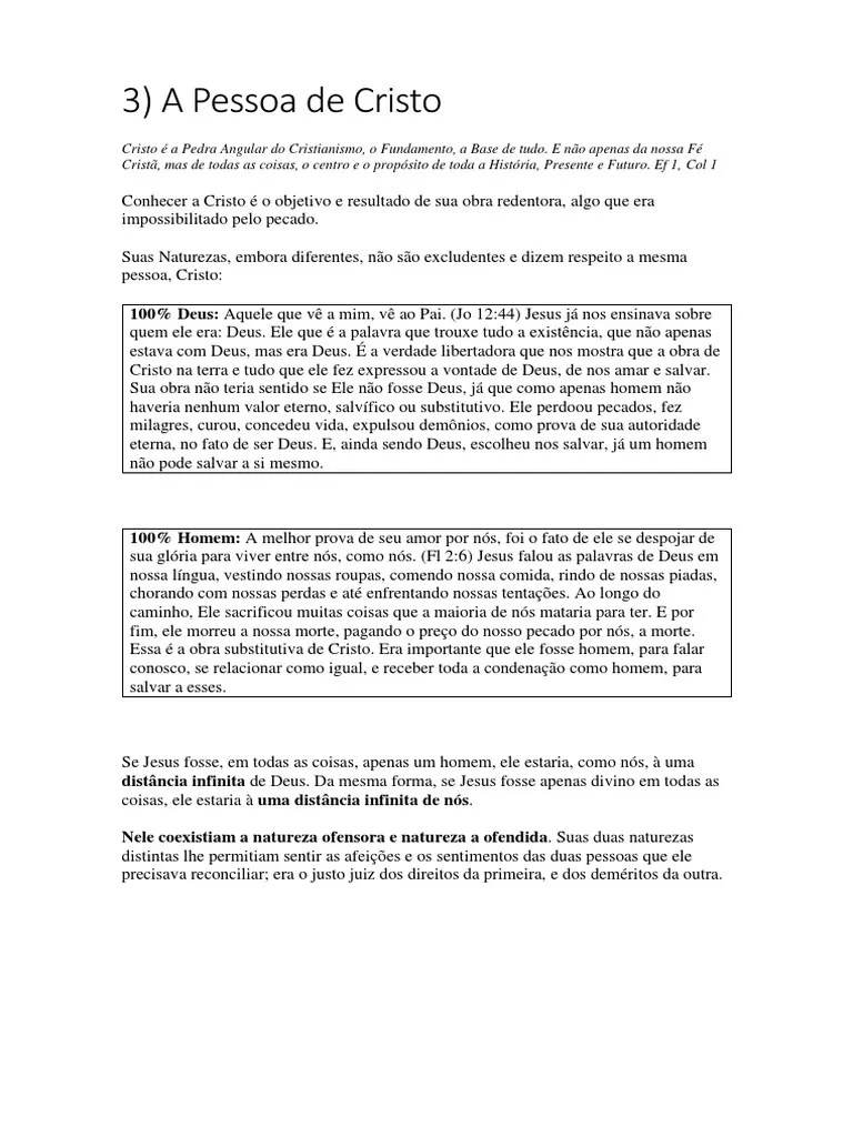 A Pessoa De Cristo | PDF | Messias | Jesus