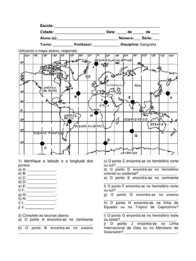 4 1 Atividade Coordenadas Geográficas | PDF